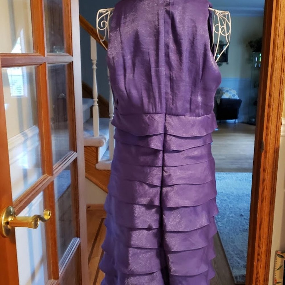 NWT London Times sz 8 ruffled Purple dress - Picture 3 of 7